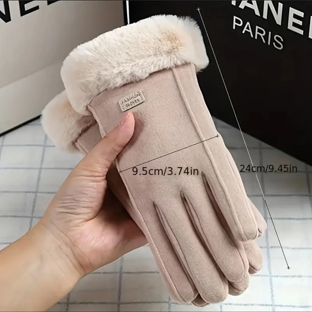 Gloves for Women, NEW, Beige Color, Faux Fur, NEW